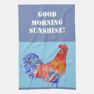 Aquarelle du bon matin Rooster rouge Serviette de 
