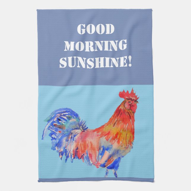 Aquarelle du bon matin Rooster rouge Serviette de  (Vertical)