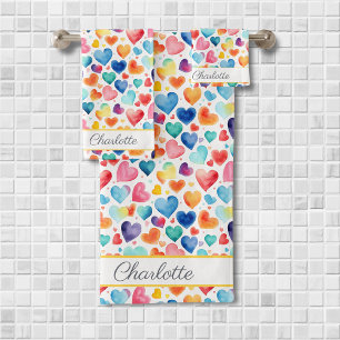 Aquarelle du coeur Colorée mignonne Amour Nom pers