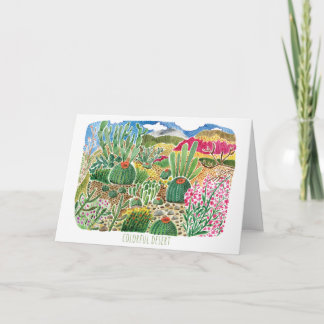 Aquarelle du désert colorée 5 x 7 Carte d'annivers