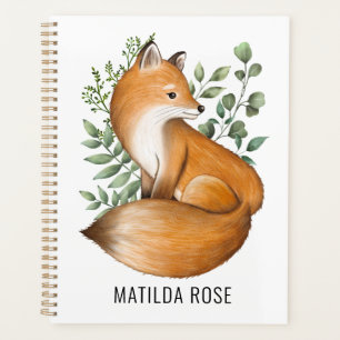 Aquarelle du renard boisé Monogramme botanique fe