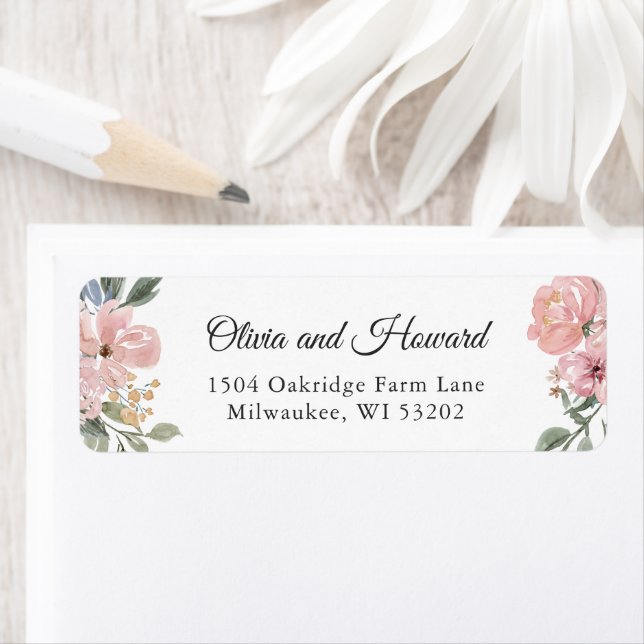 Aquarelle Dusty Rose Bleu Rustique Floral (En situation)