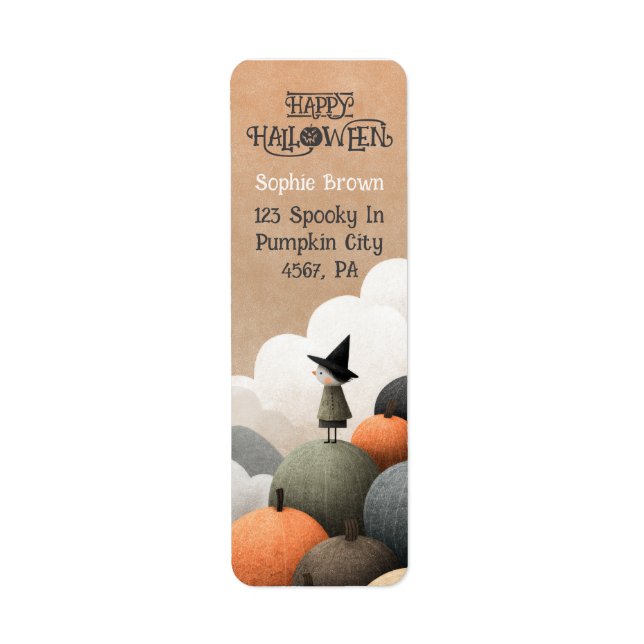 Aquarelle éffrayante Cute Halloween Adresse de ret (Devant)