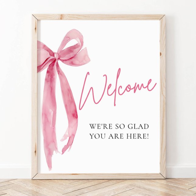 Aquarelle Elegant Blush Bow Affiche de bienvenue (Créateur téléchargé)