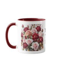 Aquarelle Elegant Maroon Rose Flower Mug