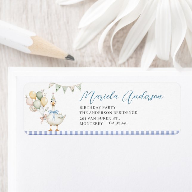 Aquarelle Elegant sot oie fête d'anniversaire (En situation)