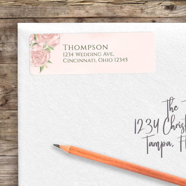Aquarelle Élégante Adresse de retour Roses simples (Elegant pretty blush watercolor roses return address label.)