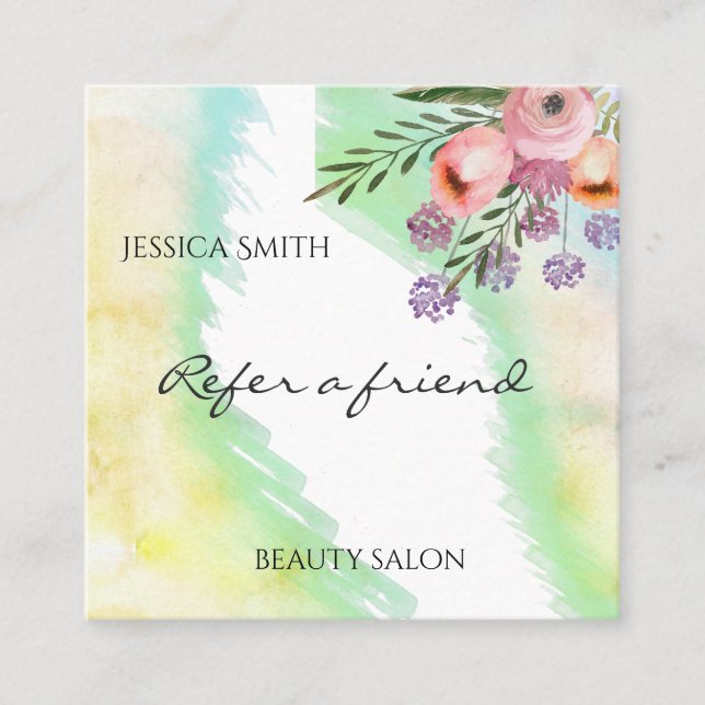 Aquarelle élégante boho référence florale (Devant)