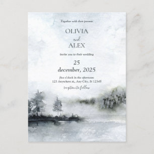 Aquarelle élégante en hiver Invitation de mariage