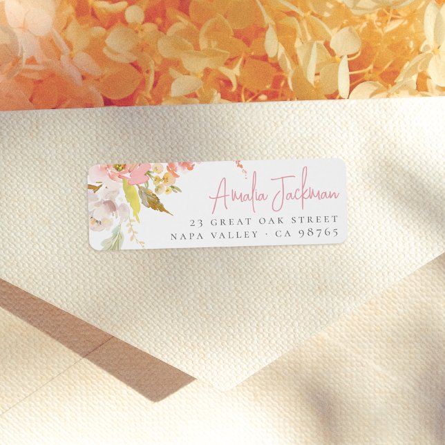 Aquarelle Élégante Pétales Floral Adresse de retou (Créateur téléchargé)