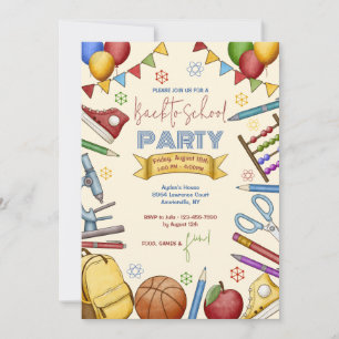 Aquarelle Élément de l'école Invitation