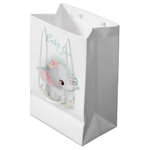 Aquarelle Elephant Bébé Amour Moyen Cadeau Sac