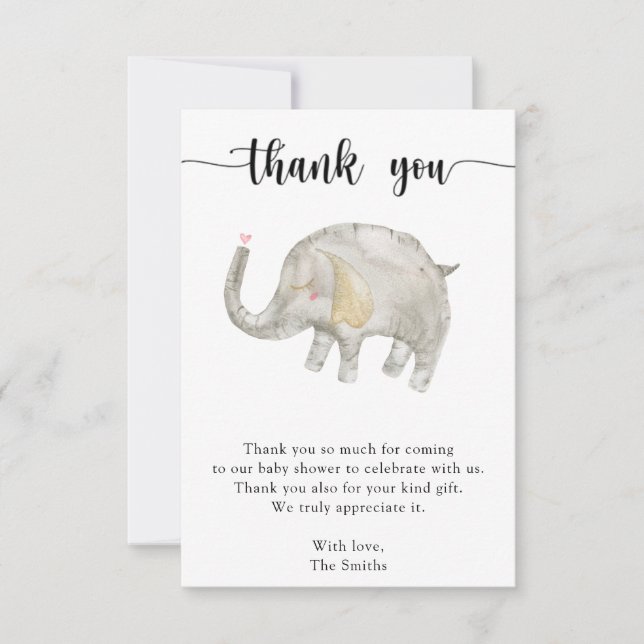Aquarelle éléphant Merci (Devant)