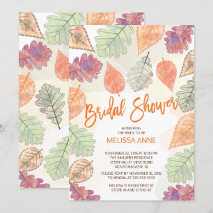 Aquarelle en chute Feuille Invitation de douche nu