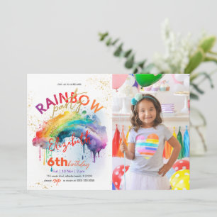 Aquarelle en or arc-en-ciel photo Invitation d'ann