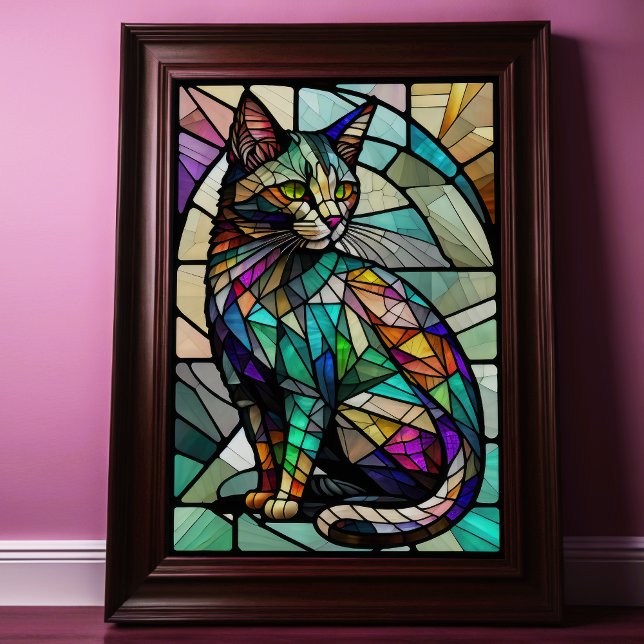 Aquarelle en verre verni Style Chat 2:3 Poster (Créateur téléchargé)