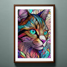 Aquarelle en verre verni Style Chat 2:3 Poster