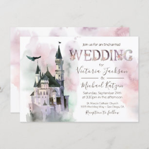 Aquarelle Enchanted Castle Faire-part de mariage