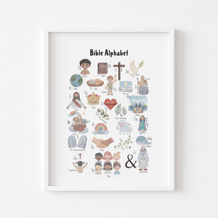 Aquarelle Enfants biblique poster alphabet bibliqu