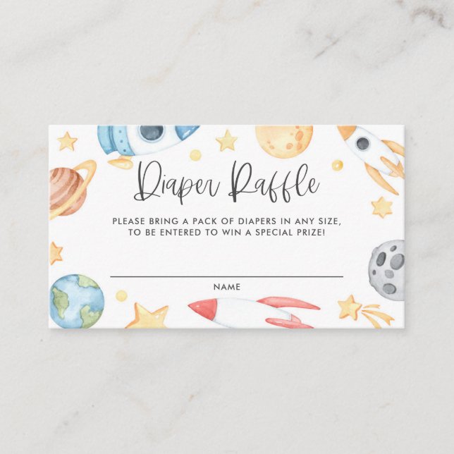 Aquarelle Espace Thème Baby Diaper Carte Raffle (Devant)