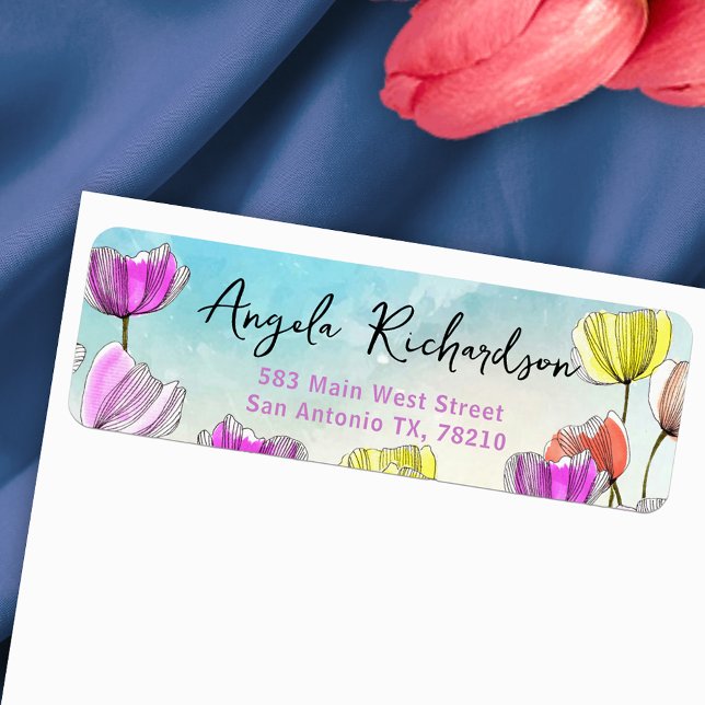 Aquarelle et encre Tulipes artistiques Adresse de  (Créateur téléchargé)