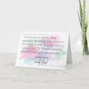 Aquarelle et mots Carte de remerciements