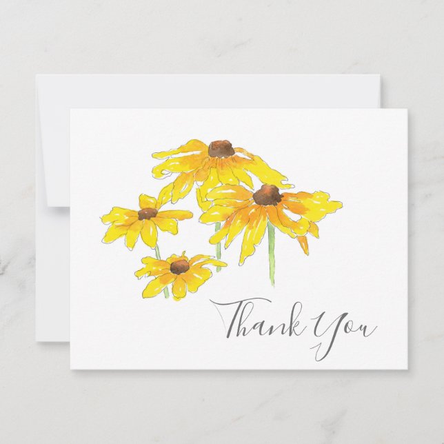 Aquarelle et stylo noir Eyed Susan Carte de remerc (Devant)