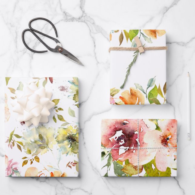 Aquarelle Été Feuilles de papier à enveloppement f (Recto)