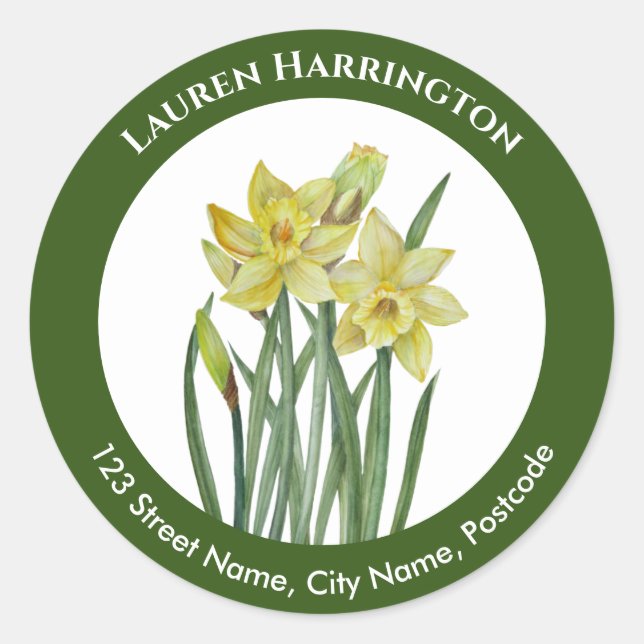 Aquarelle étiquette de adresse Cercle vert foncé j (Devant)