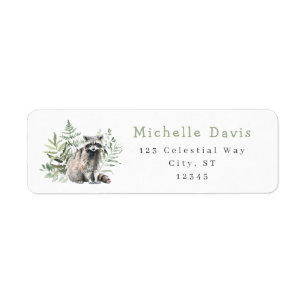 Aquarelle Étiquette de adresse de Raccoon Woodland