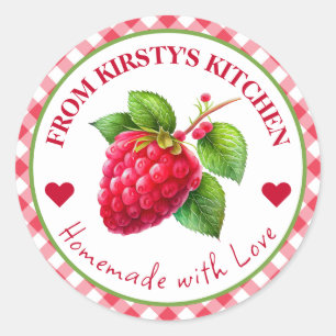 Aquarelle Étiquette Maison Gingham Framboise