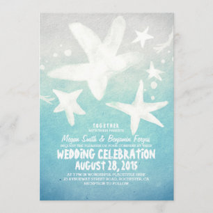 aquarelle étoile bleu plage mariage invitations