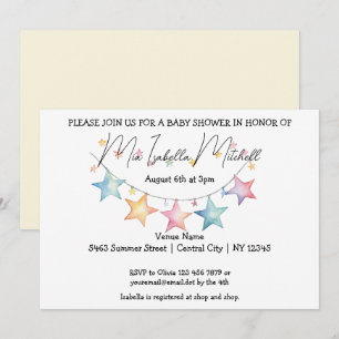 Aquarelle Étoiles Invitation Baby shower
