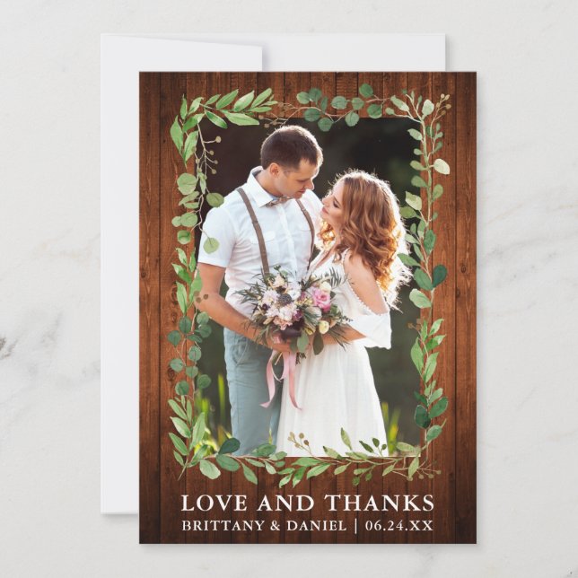 Aquarelle Eucalyptus Aimer Merci Mariage Wood (Devant)