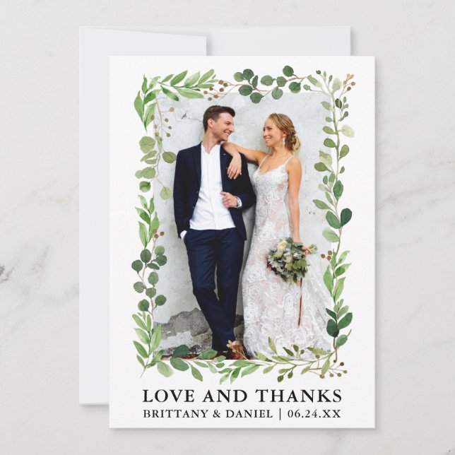 Aquarelle Eucalyptus Amour et Merci Mariage (Devant)