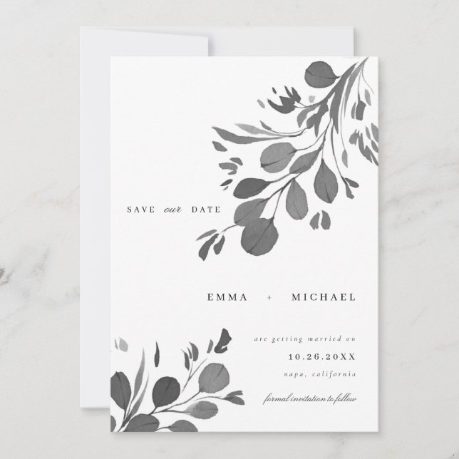 Aquarelle Eucalyptus Feuilles Enregistrer la carte (Devant)