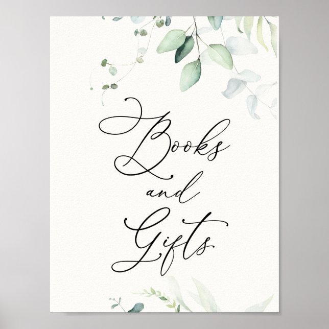 Aquarelle Eucalyptus Livres et Cadeaux Poster (Devant)