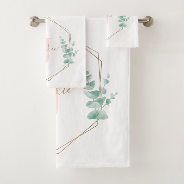 Aquarelle Eucalyptus Monogramme du cadre (En situation)