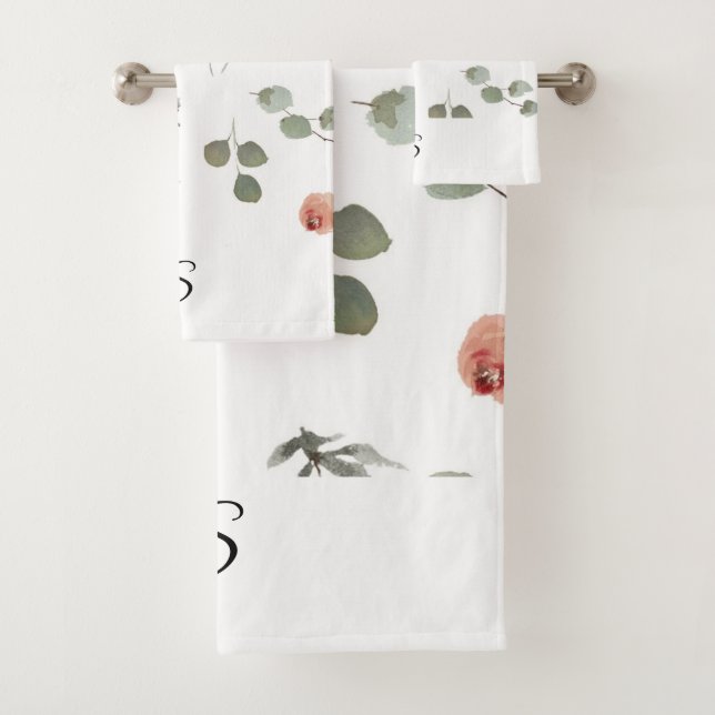 Aquarelle Eucalyptus Russe Monogramme feuille flor (En situation)