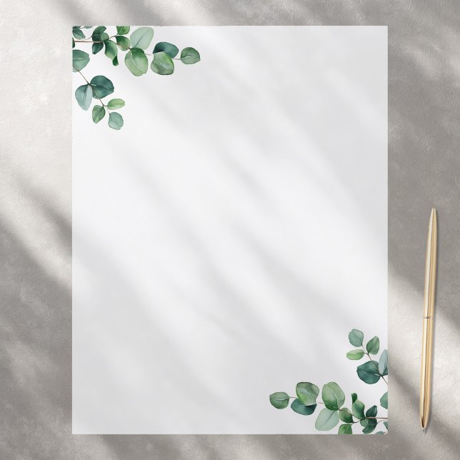 Aquarelle Eucalyptus Vert Papier papeterie (Créateur téléchargé)