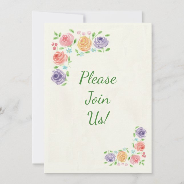 Aquarelle Faire-part de mariage Fleurs (Devant)
