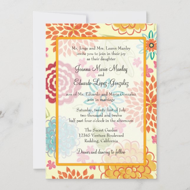 Aquarelle Faire-part de mariage florale (Devant)