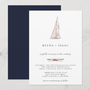 Aquarelle Faire-part de mariage nautique