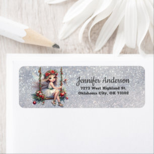 Aquarelle Fée de Noël   Adresse de retour Silver