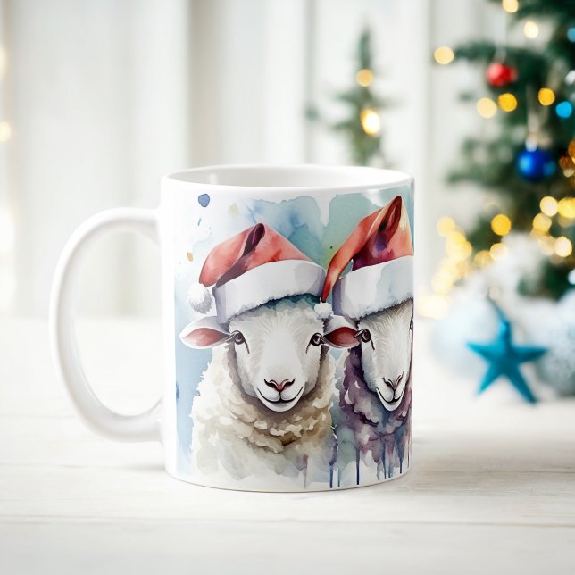 Aquarelle Festif Mouton de Noël Mug (Créateur téléchargé)