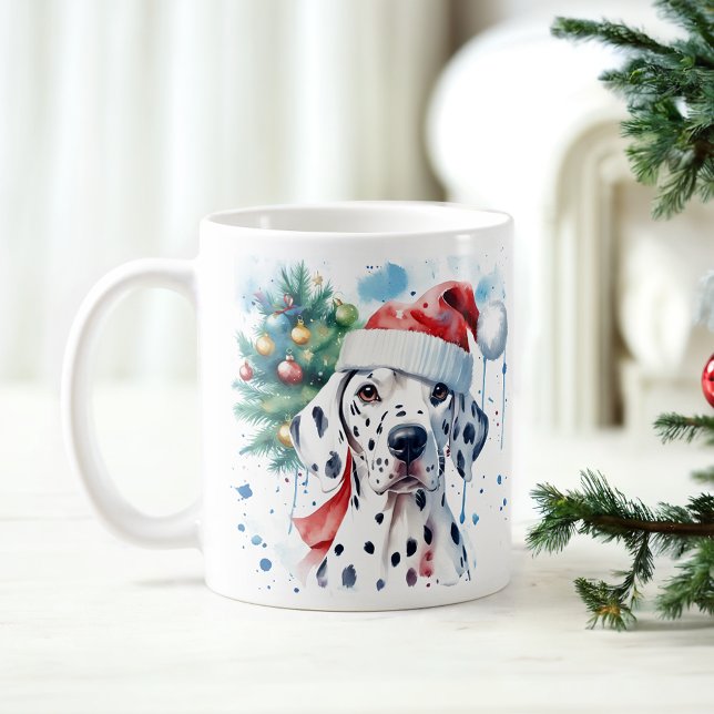 Aquarelle Festive Dalmatie Mug de Noël (Créateur téléchargé)
