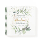 Aquarelle Feuillage vert Baby shower Livre d'or