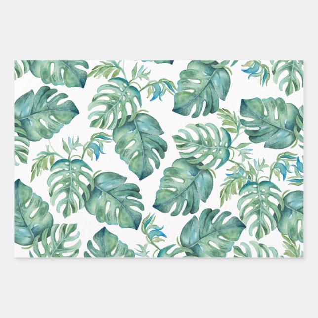 Aquarelle Feuille de Père Noël et Palm Tropical (Devant)