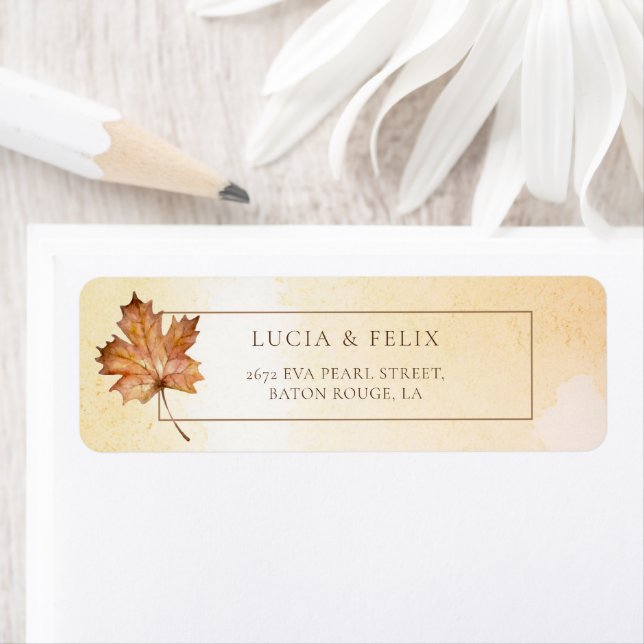 Aquarelle Feuille d'érable d'automne Adresse de re (En situation)