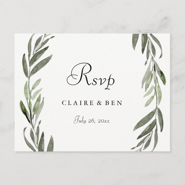 Aquarelle Feuille verte Toutes les occasions Carte (Devant)